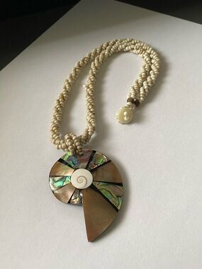 Abalone Shell and Mother of Pearl Pendant Necklace